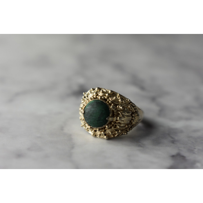 Sky Jewelry Серебряное кольцо с камнем Малахит 925 проба