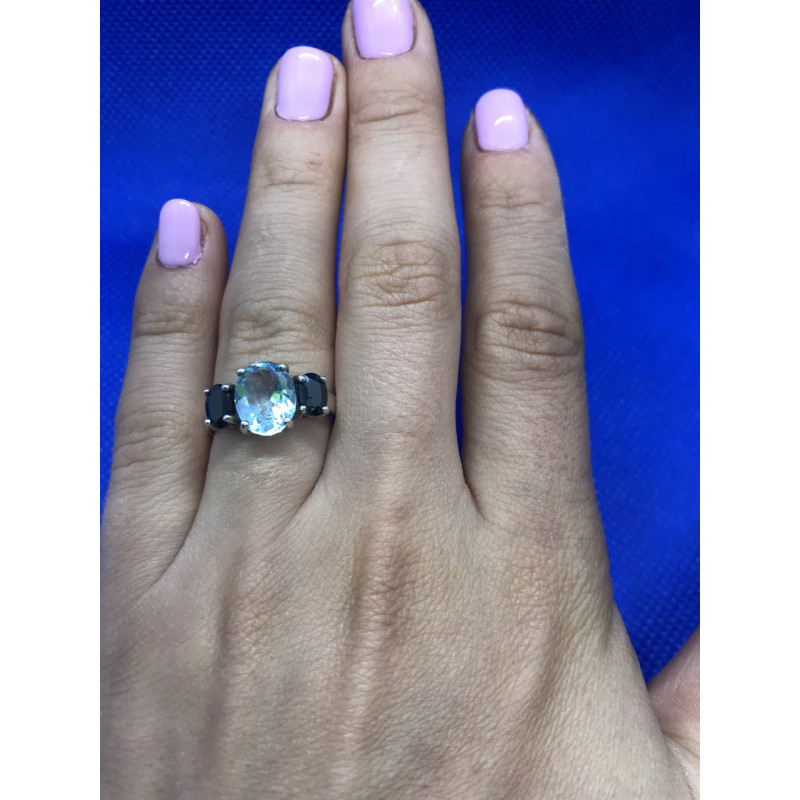 Sky Jewelry Серебряное кольцо с топазом черной Шпинелью