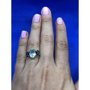 Sky Jewelry Серебряное кольцо с топазом черной Шпинелью
