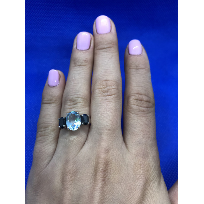 Sky Jewelry Серебряное кольцо с топазом черной Шпинелью
