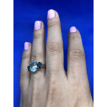 Sky Jewelry Серебряное кольцо с топазом черной Шпинелью