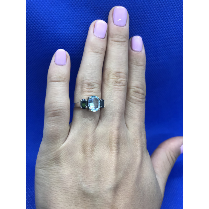 Sky Jewelry Серебряное кольцо с топазом черной Шпинелью