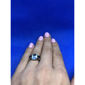 Sky Jewelry Серебряное кольцо с топазом черной Шпинелью