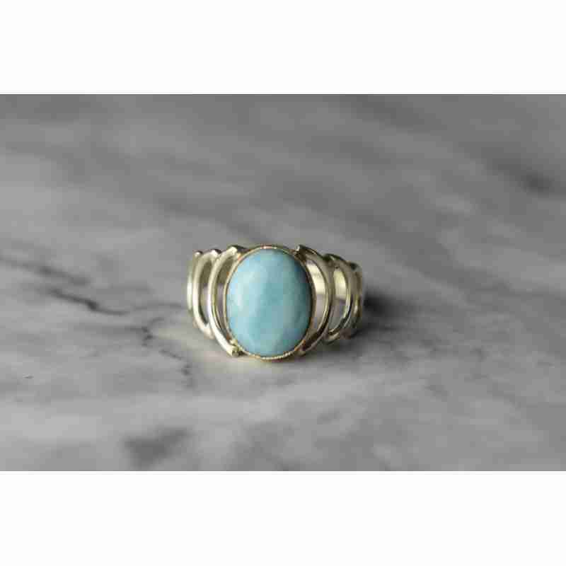 Sky Jewelry Серебряное кольцо с камнем Ларимар 925 проба