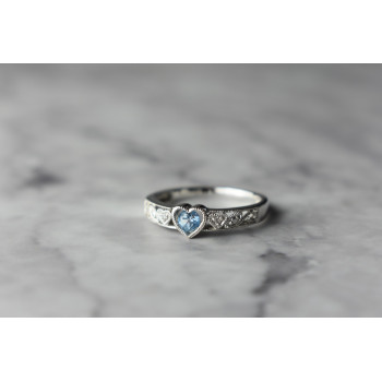 Sky Jewelry Золотое кольцо с Топазом и Бриллиантами *Голубое Сердце