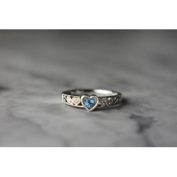 Sky Jewelry Золотое кольцо с Топазом и Бриллиантами *Голубое Сердце