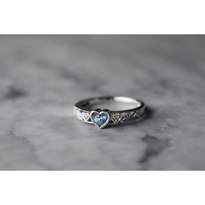 Sky Jewelry Золотое кольцо с Топазом и Бриллиантами *Голубое Сердце