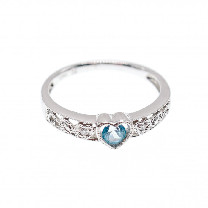 Sky Jewelry Золотое кольцо с Топазом и Бриллиантами *Голубое Сердце