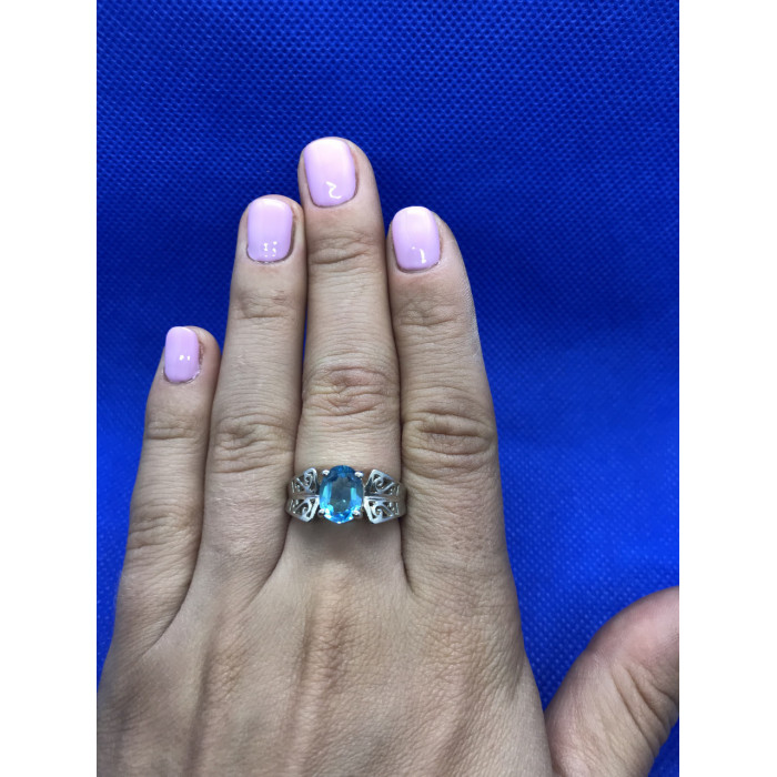 Sky Jewelry Серебряное кольцо с голубой шпинелью