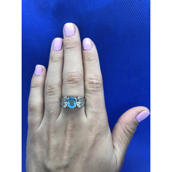 Sky Jewelry Серебряное кольцо с голубой шпинелью