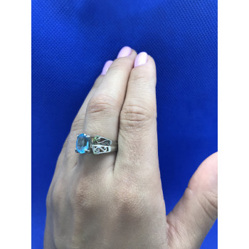 Sky Jewelry Серебряное кольцо с голубой шпинелью
