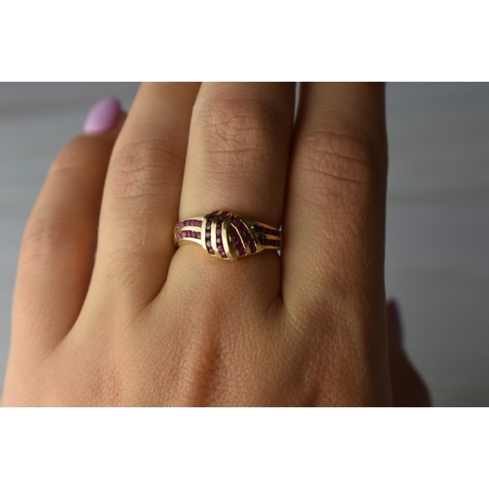Sky Jewelry Золотое кольцо с Рубинами 14К (585 проба)