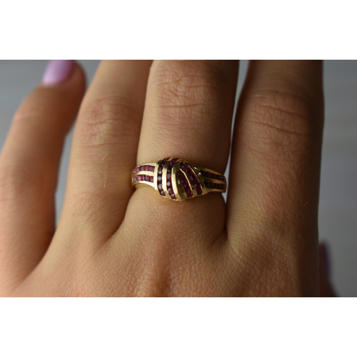 Sky Jewelry Золотое кольцо с Рубинами 14К (585 проба)