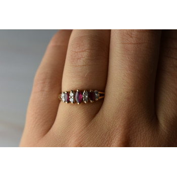 Sky Jewelry Золотое кольцо с Рубинами и Бриллиантами 14К (585 проба)