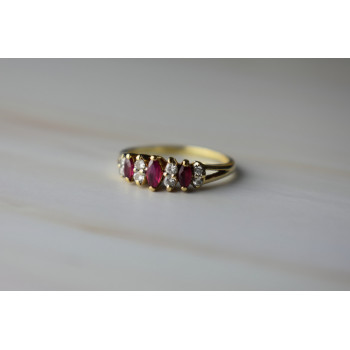 Sky Jewelry Золотое кольцо с Рубинами и Бриллиантами 14К (585 проба)