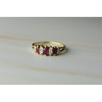 Sky Jewelry Золотое кольцо с Рубинами и Бриллиантами 14К (585 проба)