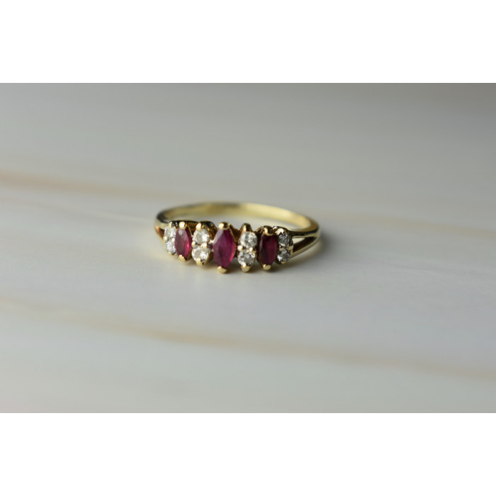 Sky Jewelry Золотое кольцо с Рубинами и Бриллиантами 14К (585 проба)