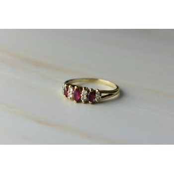 Sky Jewelry Золотое кольцо с Рубинами и Бриллиантами 14К (585 проба)