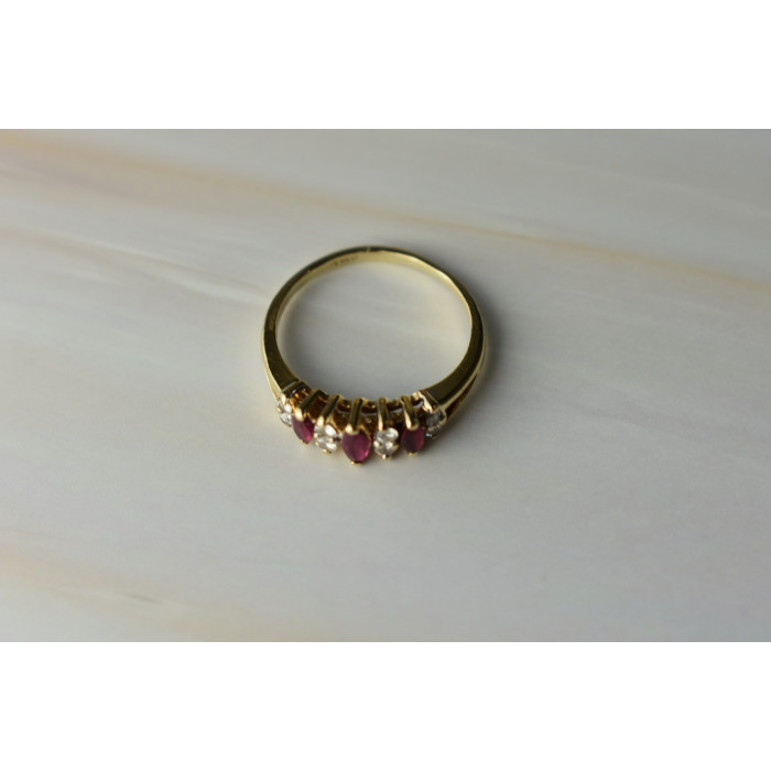 Sky Jewelry Золотое кольцо с Рубинами и Бриллиантами 14К (585 проба)