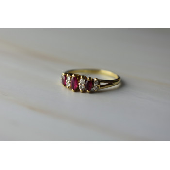 Sky Jewelry Золотое кольцо с Рубинами и Бриллиантами 14К (585 проба)