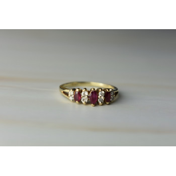 Sky Jewelry Золотое кольцо с Рубинами и Бриллиантами 14К (585 проба)