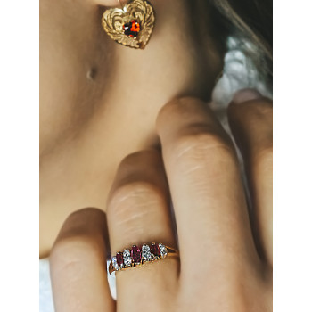 Sky Jewelry Золотое кольцо с Рубинами и Бриллиантами 14К (585 проба)