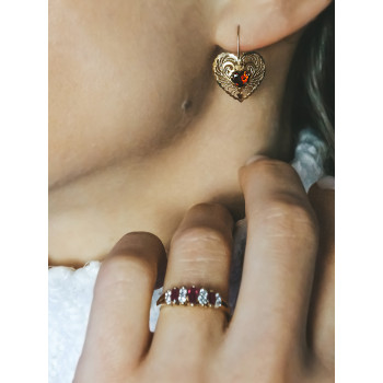 Sky Jewelry Золотое кольцо с Рубинами и Бриллиантами 14К (585 проба)