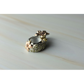 Sky Jewelry Серебряный кулон с Прозрачным Кварцем и камнями Тсаворит и Морганит