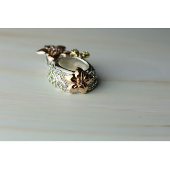 Sky Jewelry Серебряный кулон с Прозрачным Кварцем и камнями Тсаворит и Морганит