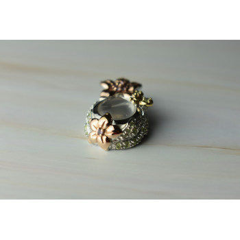 Sky Jewelry Серебряный кулон с Прозрачным Кварцем и камнями Тсаворит и Морганит