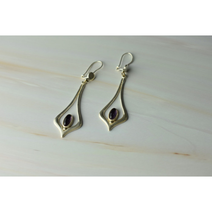 Sky Jewelry Серебряные серьги  с Аметистом 925 проба