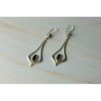 Sky Jewelry Серебряные серьги  с Аметистом 925 проба
