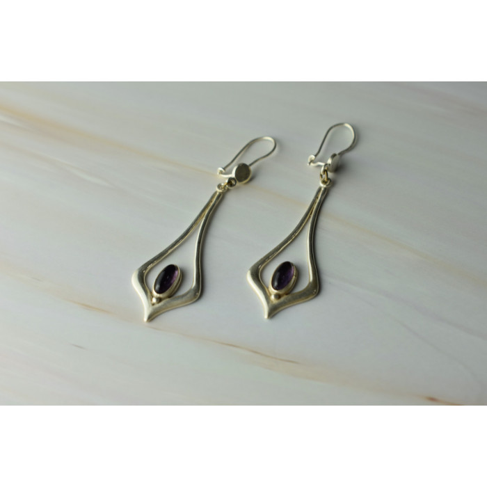 Sky Jewelry Серебряные серьги  с Аметистом 925 проба