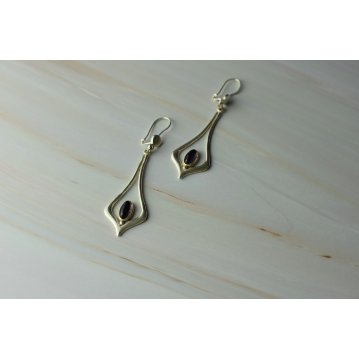 Sky Jewelry Серебряные серьги  с Аметистом 925 проба
