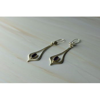 Sky Jewelry Серебряные серьги  с Аметистом 925 проба