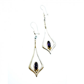 Sky Jewelry Серебряные серьги  с Аметистом 925 проба