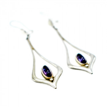 Sky Jewelry Серебряные серьги  с Аметистом 925 проба