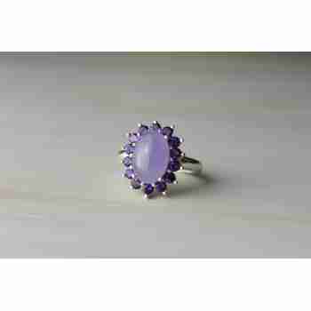 Sky Jewelry Серебряное кольцо с Аметистовым Кварцем и фиолетовым Турмалином