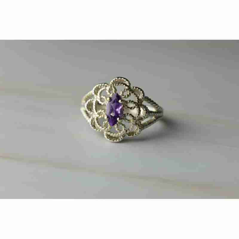 Sky Jewelry Ажурное Серебряное кольцо с Аметистом