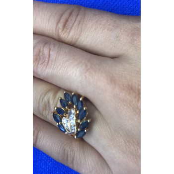 Sky Jewelry Серебряное кольцо (позолота) с сапфиром