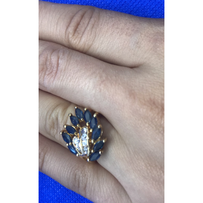 Sky Jewelry Серебряное кольцо (позолота) с сапфиром