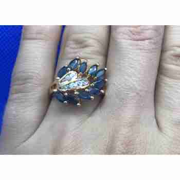 Sky Jewelry Серебряное кольцо (позолота) с сапфиром