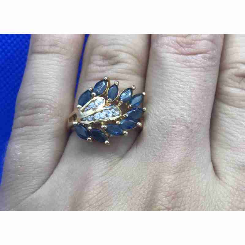 Sky Jewelry Серебряное кольцо (позолота) с сапфиром