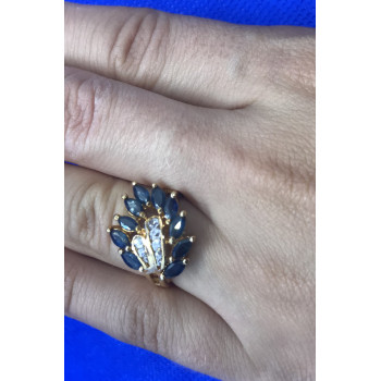 Sky Jewelry Серебряное кольцо (позолота) с сапфиром