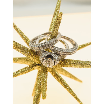 Sky Jewelry Золотое Эксклюзивное Тройное кольцо 14К (585 проба) с Бриллиантом