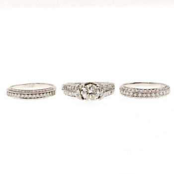 Sky Jewelry Золотое Эксклюзивное Тройное кольцо 14К (585 проба) с Бриллиантом