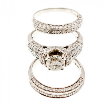 Sky Jewelry Золотое Эксклюзивное Тройное кольцо 14К (585 проба) с Бриллиантом