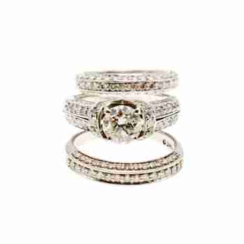Sky Jewelry Золотое Эксклюзивное Тройное кольцо 14К (585 проба) с Бриллиантом