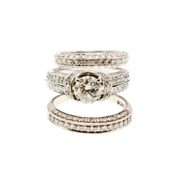 Sky Jewelry Золотое Эксклюзивное Тройное кольцо 14К (585 проба) с Бриллиантом