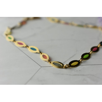 Sky Jewelry Золотой браслет на ногу 14К (585 проба ) с разноцветными вставками из Эмали